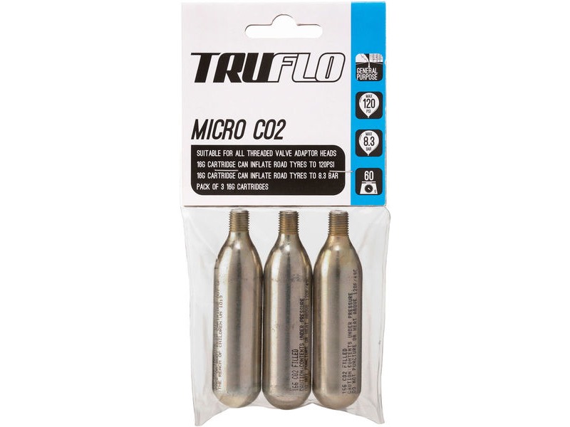 Truflo Micro CO2 Pump Refill Pack (3 x 16 g Cartridges) click to zoom image